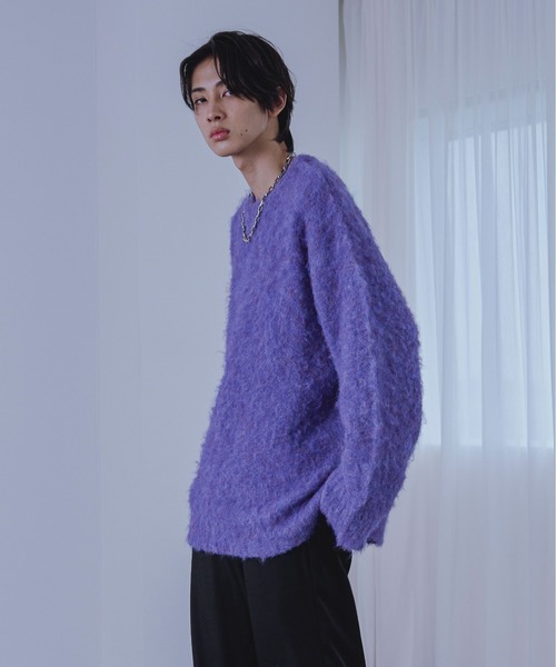 Ellno Loset(エルノロゼット)の「メランジシャギーニット(ニット/セーター・メンズ・ブルー/チャコールグレー・SMALL/LARGE/MEDIUM)」の20枚目の写真