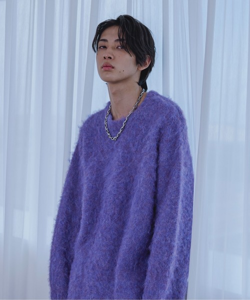 Ellno Loset(エルノロゼット)の「メランジシャギーニット(ニット/セーター・メンズ・ブルー/チャコールグレー・SMALL/LARGE/MEDIUM)」の22枚目の写真