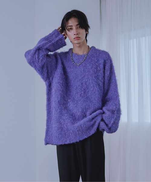 Ellno Loset(エルノロゼット)の「メランジシャギーニット(ニット/セーター・メンズ・ブルー/チャコールグレー・SMALL/LARGE/MEDIUM)」の4枚目の写真