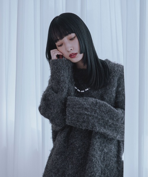 Ellno Loset(エルノロゼット)の「メランジシャギーニット(ニット/セーター・メンズ・ブルー/チャコールグレー・SMALL/LARGE/MEDIUM)」の3枚目の写真