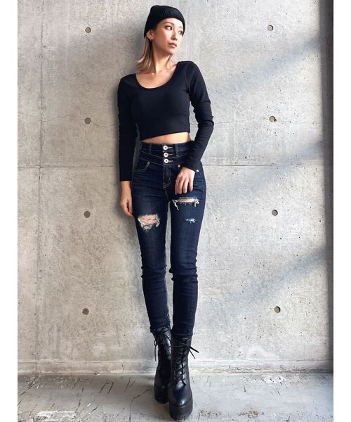 GYDA（ジェイダ）の「GYDIES ANGELS ニットキャップ（ニットキャップ/ビーニー・レディース・ブラック/オフホワイト・FREE）」の8枚目の写真