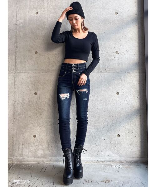 GYDA（ジェイダ）の「GYDIES ANGELS ニットキャップ（ニットキャップ/ビーニー・レディース・ブラック/オフホワイト・FREE）」の9枚目の写真