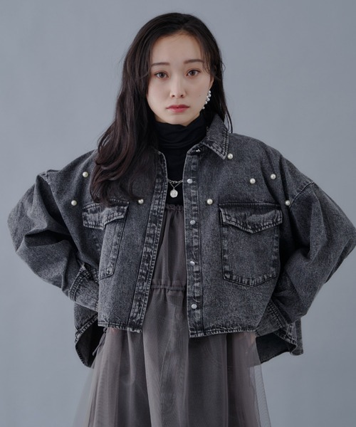 Shelly island（シェリーアイランド）の「パールデニムジャケット（デニムジャケット・レディース・グレー/ブルー・M）」の10枚目の写真