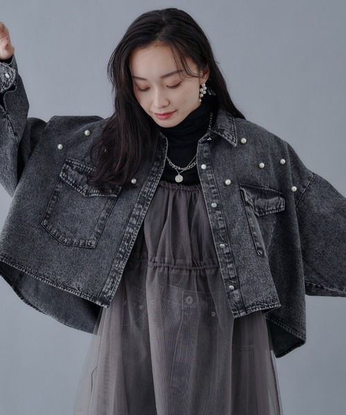 Shelly island（シェリーアイランド）の「パールデニムジャケット（デニムジャケット・レディース・グレー/ブルー・M）」の14枚目の写真