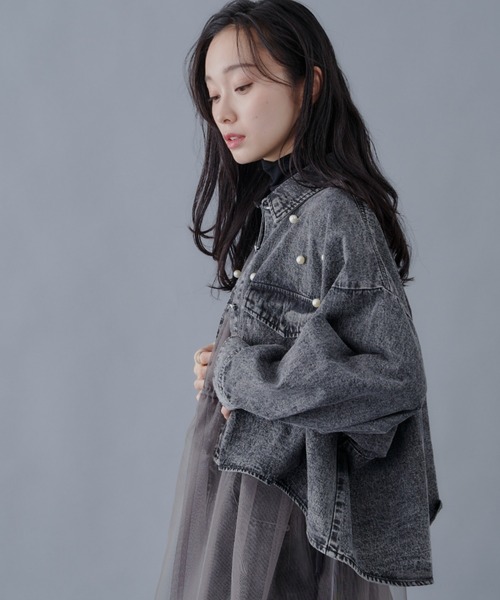 Shelly island（シェリーアイランド）の「パールデニムジャケット（デニムジャケット・レディース・グレー/ブルー・M）」の9枚目の写真