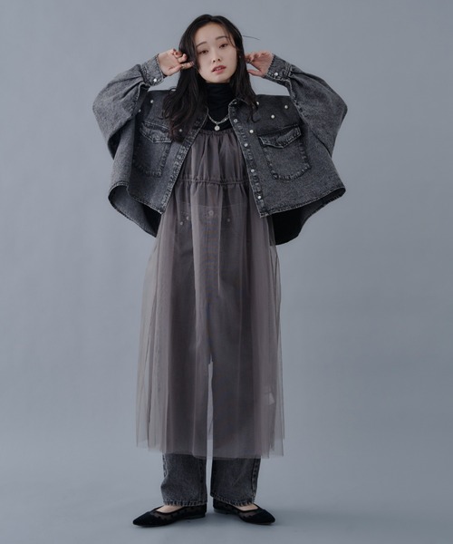 Shelly island（シェリーアイランド）の「パールデニムジャケット（デニムジャケット・レディース・グレー/ブルー・M）」の3枚目の写真