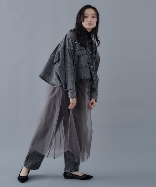 Shelly island（シェリーアイランド）の「パールデニムジャケット（デニムジャケット・レディース・グレー/ブルー・M）」の5枚目の写真