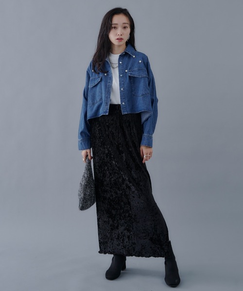 Shelly island（シェリーアイランド）の「パールデニムジャケット（デニムジャケット・レディース・グレー/ブルー・M）」の12枚目の写真