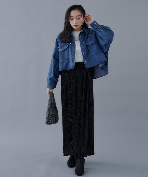 Shelly island（シェリーアイランド）の「パールデニムジャケット（デニムジャケット・レディース・グレー/ブルー・M）」の6枚目の写真