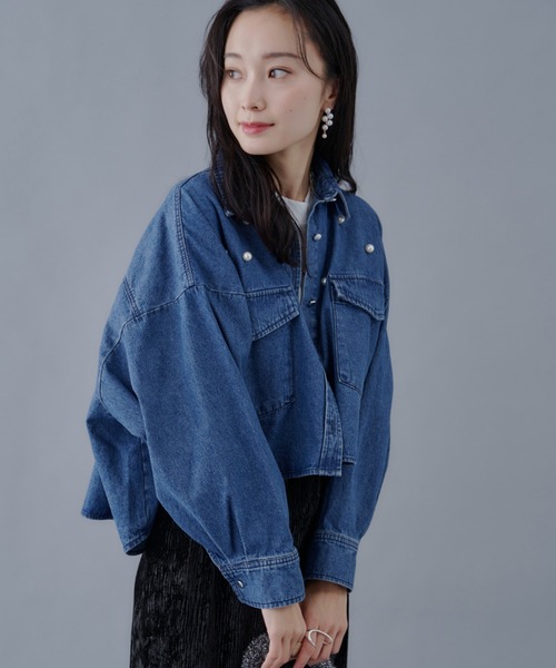 Shelly island（シェリーアイランド）の「パールデニムジャケット（デニムジャケット・レディース・グレー/ブルー・M）」の7枚目の写真