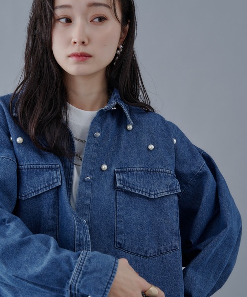 Shelly island（シェリーアイランド）の「パールデニムジャケット（デニムジャケット・レディース・グレー/ブルー・M）」の8枚目の写真