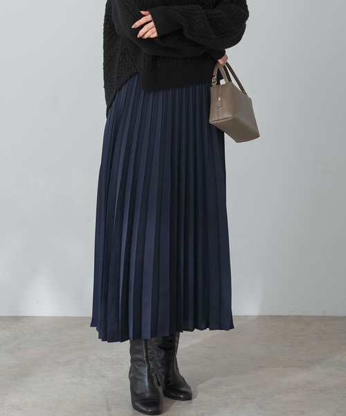 URBAN RESEARCH ROSSO WOMEN（アーバンリサーチ　ロッソ）の「サテンプリーツスカート（スカート・レディース・キャメル/ピンク/ネイビー・36/38）」の9枚目の写真