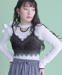 レーストリムフラワージャガードビスチェ