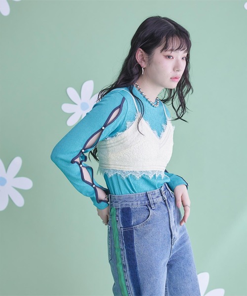 miette(ミエット)の「レーストリムフラワージャガードビスチェ(キャミソール・レディース・アイボリー/ブラック・FREE)」の17枚目の写真