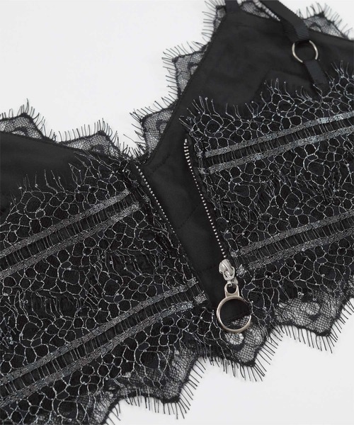 miette(ミエット)の「レーストリムフラワージャガードビスチェ(キャミソール・レディース・アイボリー/ブラック・FREE)」の9枚目の写真