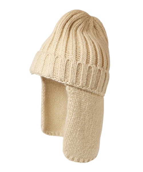 14+（イチヨンプラス）の「耳当て付リブニット帽（ニットキャップ/ビーニー・レディース・グレー/アイボリー/ブラック/ブラウン・FREE）」の8枚目の写真