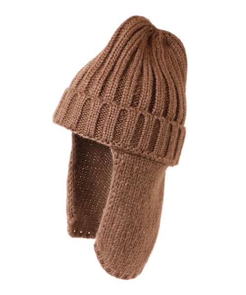 14+（イチヨンプラス）の「耳当て付リブニット帽（ニットキャップ/ビーニー・レディース・グレー/アイボリー/ブラック/ブラウン・FREE）」の11枚目の写真