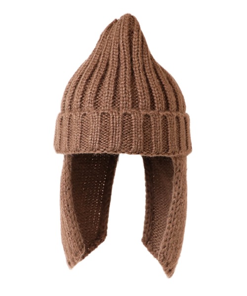 14+（イチヨンプラス）の「耳当て付リブニット帽（ニットキャップ/ビーニー・レディース・グレー/アイボリー/ブラック/ブラウン・FREE）」の12枚目の写真