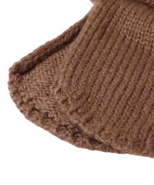 14+（イチヨンプラス）の「耳当て付リブニット帽（ニットキャップ/ビーニー・レディース・グレー/アイボリー/ブラック/ブラウン・FREE）」の5枚目の写真