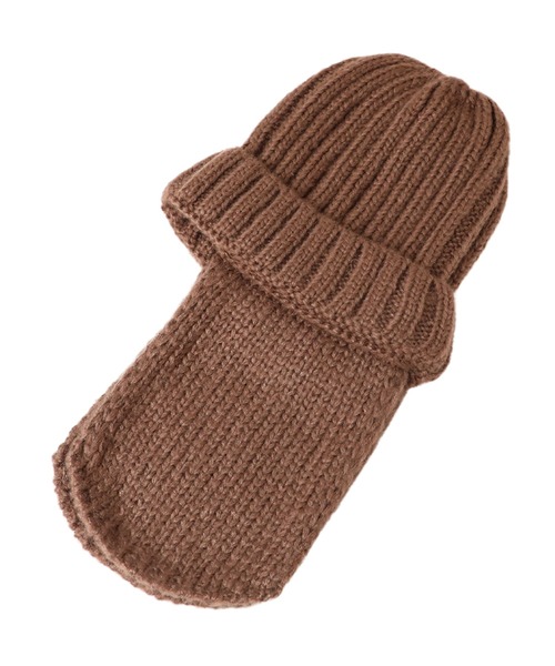 14+（イチヨンプラス）の「耳当て付リブニット帽（ニットキャップ/ビーニー・レディース・グレー/アイボリー/ブラック/ブラウン・FREE）」の6枚目の写真