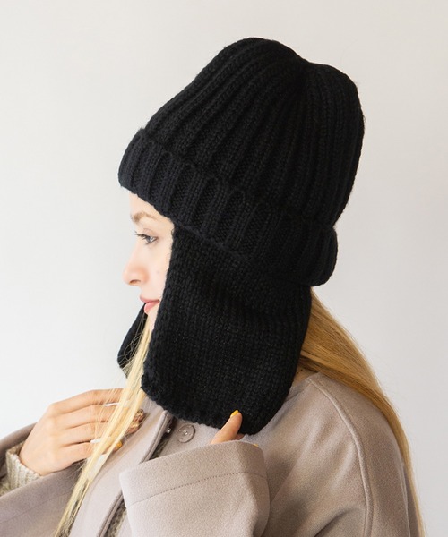 14+（イチヨンプラス）の「耳当て付リブニット帽（ニットキャップ/ビーニー・レディース・グレー/アイボリー/ブラック/ブラウン・FREE）」の17枚目の写真