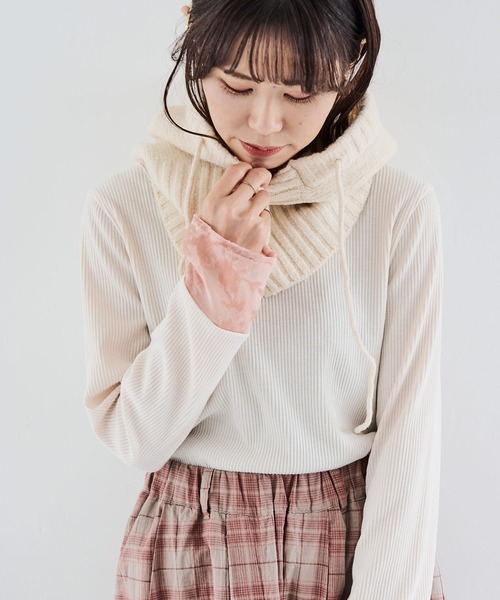 Crisp(クリスプ)の「ベロアフラワースリーブTシャツ(Tシャツ/カットソー・レディース・ブラウン/アイボリー・FREE)」の6枚目の写真
