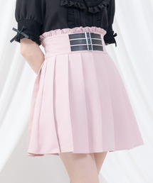 3連バックルベルトプリーツスカート