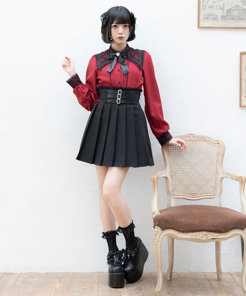 セール】3連バックルベルトプリーツスカート（スカート