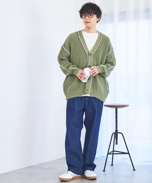 WEGO(ウィゴー)の「WEGO/ハンドステッチカーディガン(カーディガン/ボレロ・メンズ・ブラック/ホワイト/グリーン・MEDIUM/LARGE)」の16枚目の写真