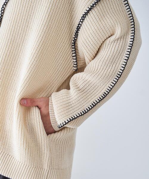 WEGO(ウィゴー)の「WEGO/ハンドステッチカーディガン(カーディガン/ボレロ・メンズ・ブラック/ホワイト/グリーン・MEDIUM/LARGE)」の18枚目の写真