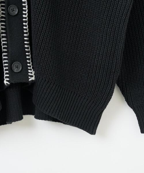 WEGO(ウィゴー)の「WEGO/ハンドステッチカーディガン(カーディガン/ボレロ・メンズ・ブラック/ホワイト/グリーン・MEDIUM/LARGE)」の10枚目の写真