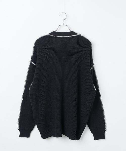 WEGO(ウィゴー)の「WEGO/ハンドステッチカーディガン(カーディガン/ボレロ・メンズ・ブラック/ホワイト/グリーン・MEDIUM/LARGE)」の6枚目の写真