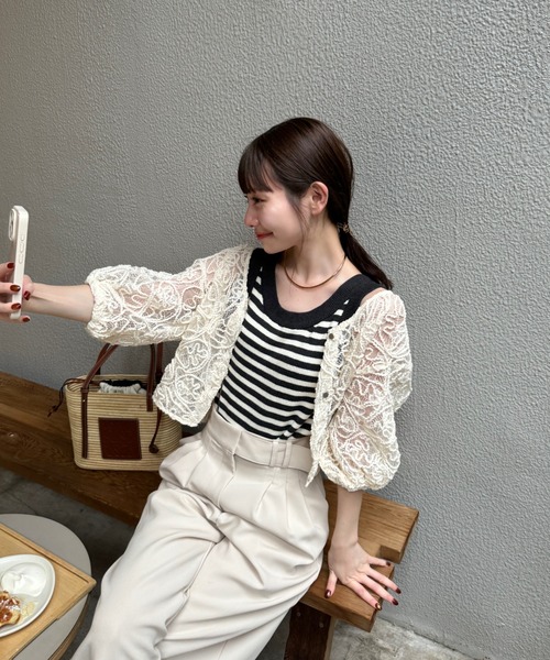 hinari（ヒナリ）の「配色ニットタンクトップ（タンクトップ）」｜詳細画像