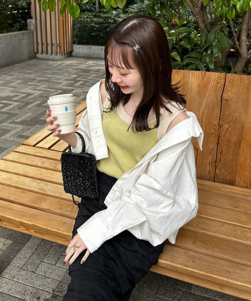 hinari（ヒナリ）の「配色ニットタンクトップ（タンクトップ）」｜詳細画像