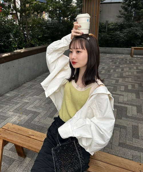 hinari（ヒナリ）の「配色ニットタンクトップ（タンクトップ）」｜詳細画像