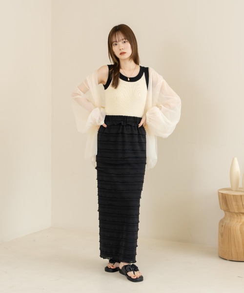 hinari（ヒナリ）の「配色ニットタンクトップ（タンクトップ）」｜詳細画像
