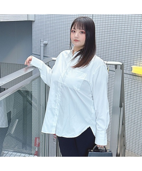 GOLDJAPAN(ゴールドジャパン)の「レギュラーカラーオーバーサイズシャツ【大きいサイズ対応】(シャツ/ブラウス・レディース・ホワイト・5L/4L/3L/LL)」の7枚目の写真