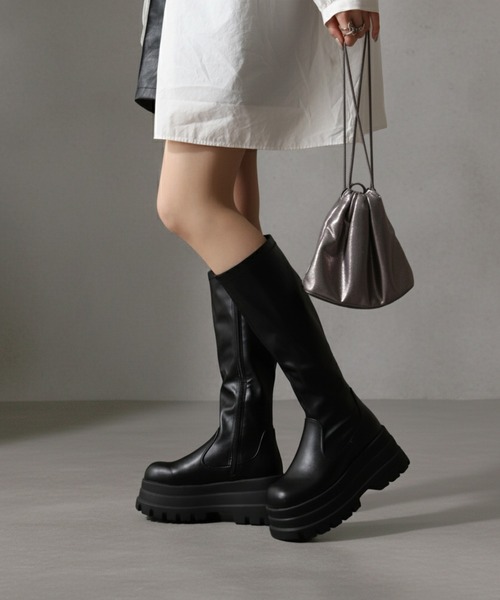 新品】HUNTER ブラック ロングブーツ 元箱付き24.0〜24.5cm