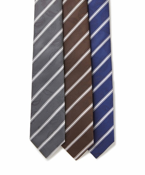 【セール】【CRICKET】クリケット ペイズリー柄地 ストライプ ネクタイ 日本製（ネクタイ）｜Cricket（クリケット）