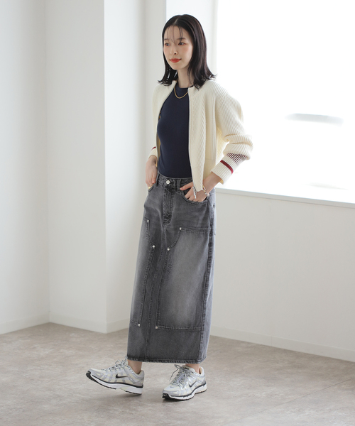 Oriens JOURNAL STANDARD(オリエンス ジャーナルスタンダード)の「《追加》ナナメジップニット(カーディガン/ボレロ・レディース・アイボリー/ネイビー・FREE)」の4枚目の写真