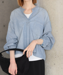 JOURNAL STANDARD（ジャーナルスタンダード）の「シャンブレークロップドスタンドブルオーバー（シャツ/ブラウス）」