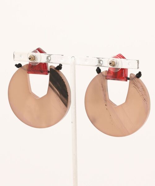 Settimissimo（セッティミッシモ）の「ITALY 2way マーブルカラー大ぶりピアス（ピアス（両耳用）・レディース・レッド/イエロー・FREE）」の4枚目の写真