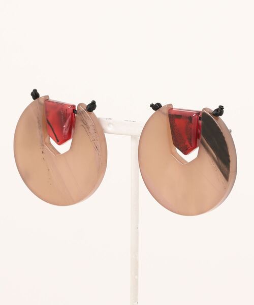 Settimissimo（セッティミッシモ）の「ITALY 2way マーブルカラー大ぶりピアス（ピアス（両耳用）・レディース・レッド/イエロー・FREE）」の5枚目の写真