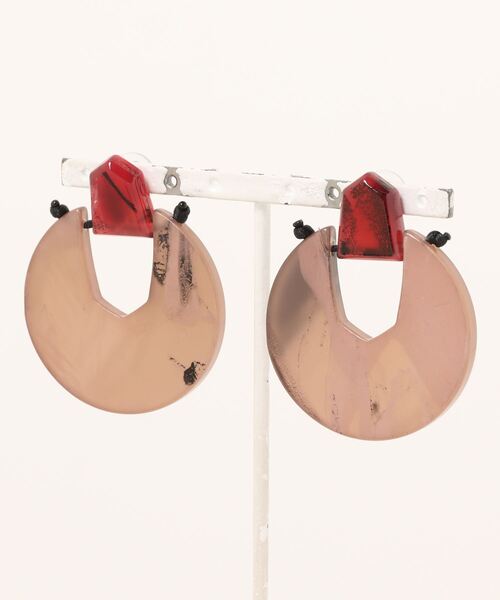 Settimissimo（セッティミッシモ）の「ITALY 2way マーブルカラー大ぶりピアス（ピアス（両耳用）・レディース・レッド/イエロー・FREE）」の6枚目の写真