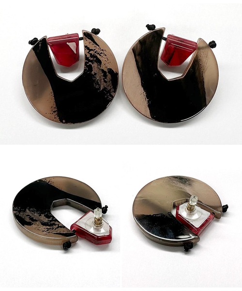 Settimissimo（セッティミッシモ）の「ITALY 2way マーブルカラー大ぶりピアス（ピアス（両耳用）・レディース・レッド/イエロー・FREE）」の13枚目の写真