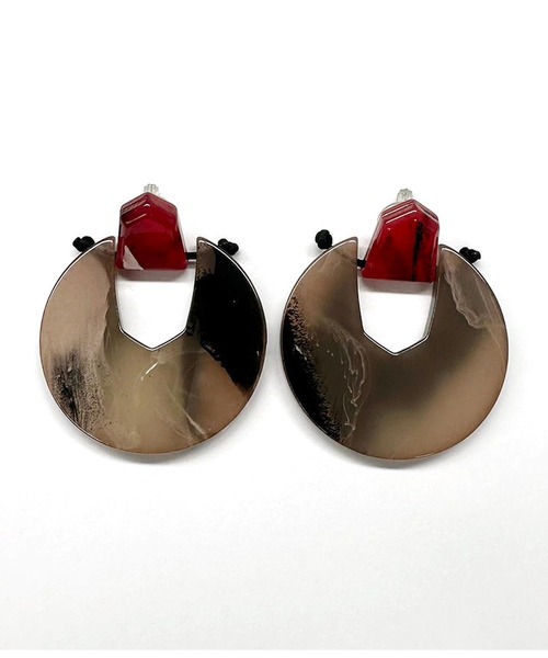 Settimissimo（セッティミッシモ）の「ITALY 2way マーブルカラー大ぶりピアス（ピアス（両耳用）・レディース・レッド/イエロー・FREE）」の12枚目の写真