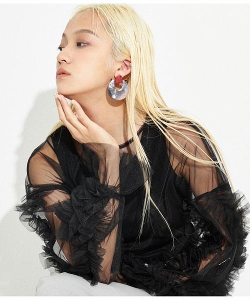 Settimissimo（セッティミッシモ）の「ITALY 2way マーブルカラー大ぶりピアス（ピアス（両耳用）・レディース・レッド/イエロー・FREE）」の10枚目の写真