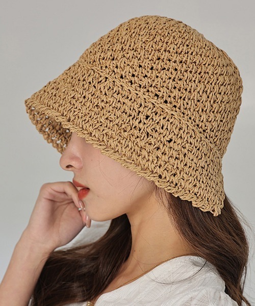 Miniministore(ミニミニストア)の「麦わら帽子 ストローハット 韓国 春夏(ハット・レディース・ベージュ/ライトブラウン・FREE)」の4枚目の写真