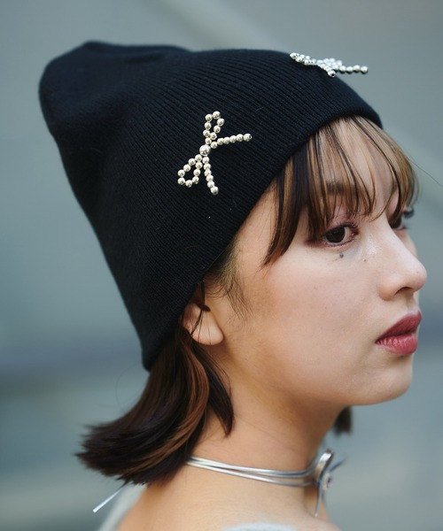 SPINNS（スピンズ）の「リボンシングルビーニー（ニットキャップ/ビーニー・レディース・ブラック/ホワイト/グレー・ONESIZE）」の13枚目の写真