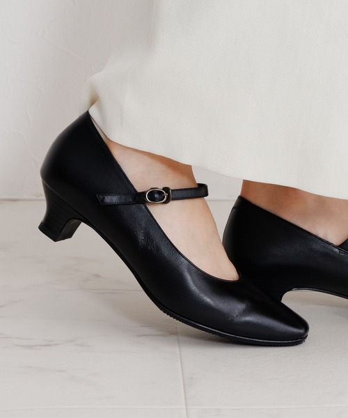 セール】【Made in Japan】【卑弥呼】3.5cmヒールストラップ付ブラック